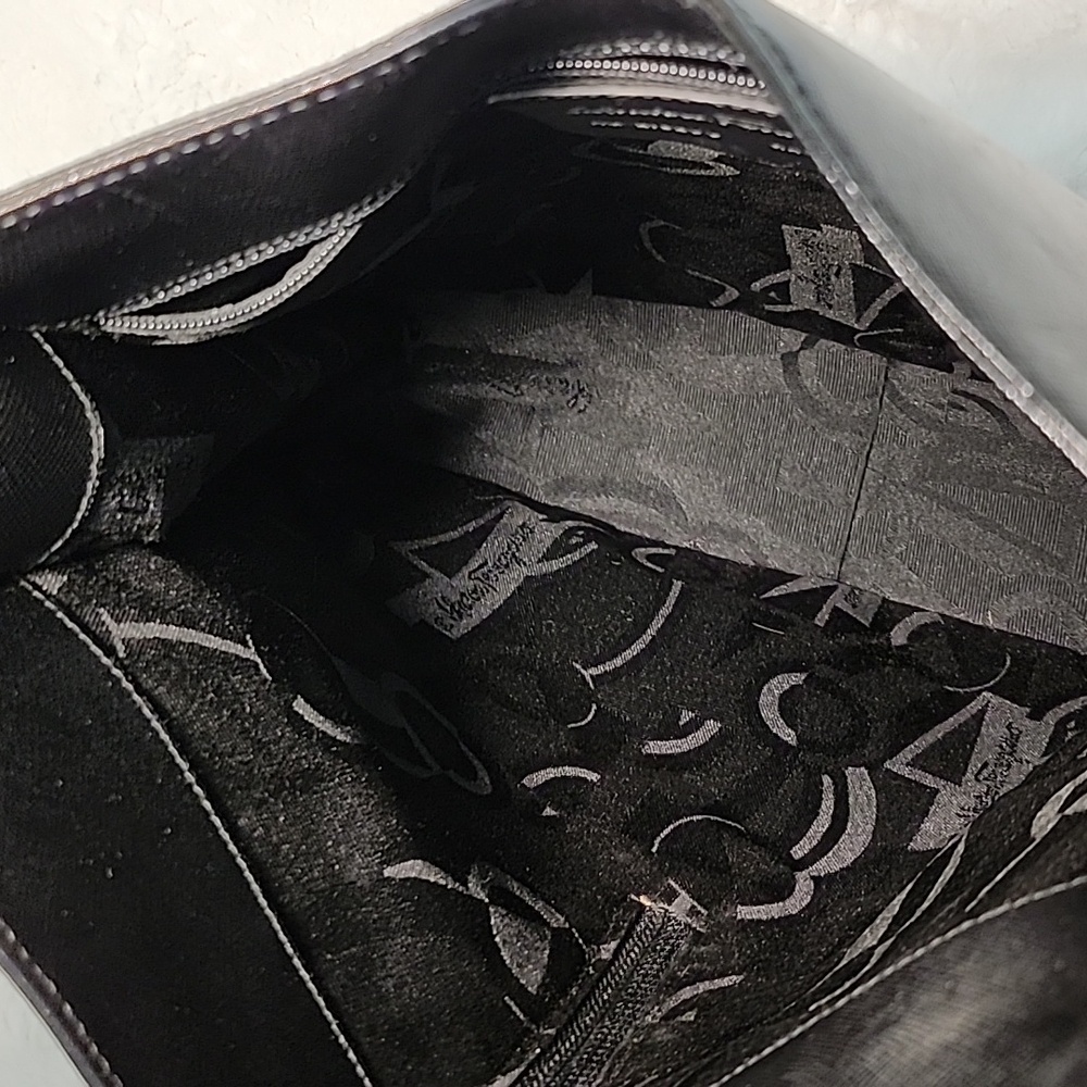 VTG Salvatore Ferragamo Black Leather Gancini Tote bag One Shoulder Bag - Picture 13 of 16
